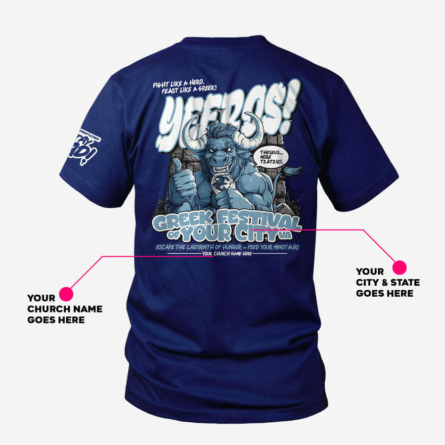 Yeeros Minotaur Custom Festival Tee - 100 PCS $10.99