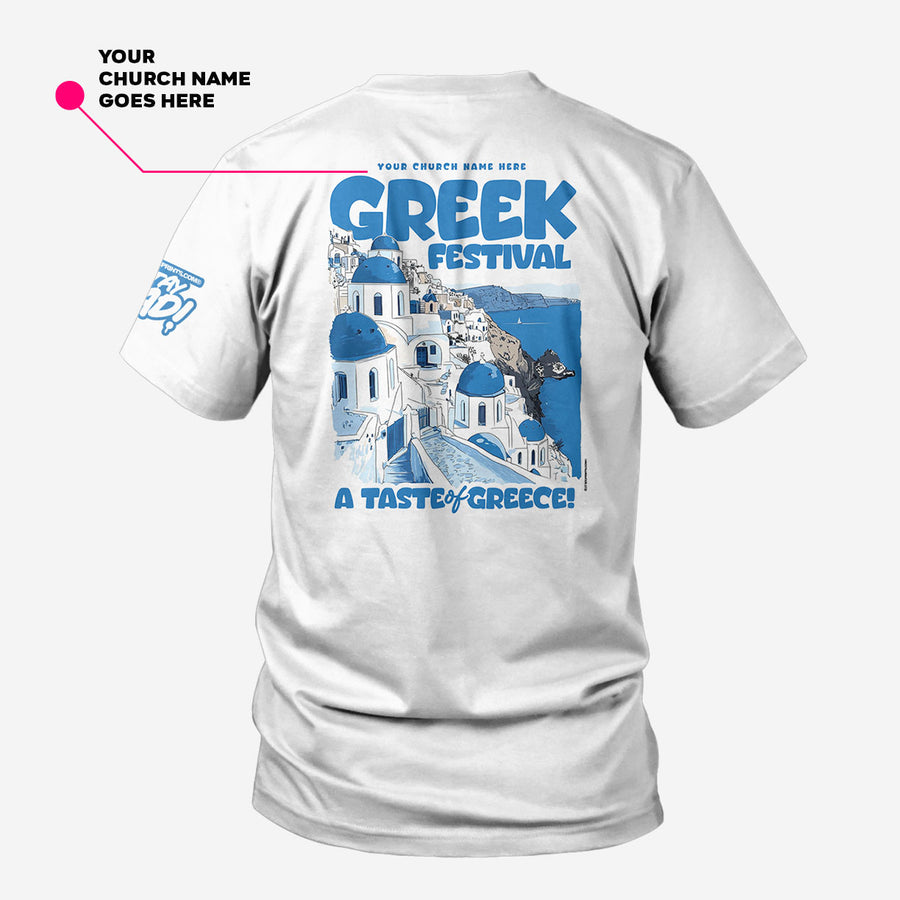 Santorini Taste of Greece Festival Tee - 100 PCS $10.99