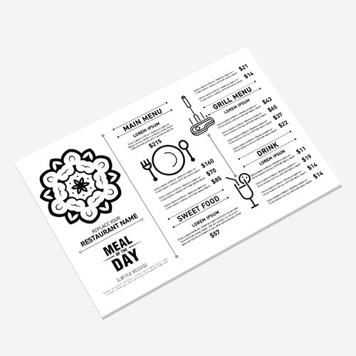 Black and White Menus